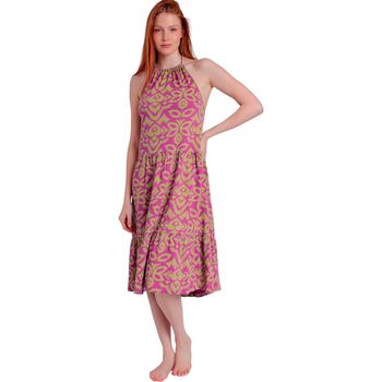 Admas Vestidos Vestido halter de verano Pink And Green para mujer