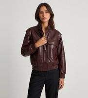twinset para mujer 262tt2060 bomber de efecto piel con bolsillos burdeos 40 casual granate poliester