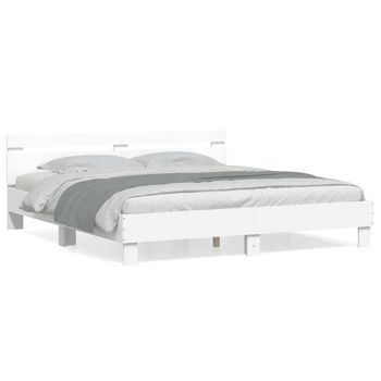 Estructura Cama Con Cabecero Madera Ingeniería Blanco 160x200cm Vidaxl