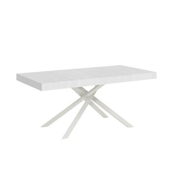 Mesa extensible 90x180/284 cm efecto madera fresno blanco, hierro