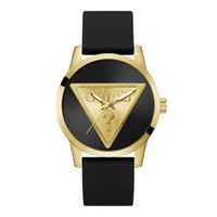 guess reloj hombre caja de acero reciclado pulsera silicona de color negro resistente al agua 5 atm gw0781g4