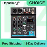 mezclador de audio depusheng m4 mini consola mezcladora de sonido de 4 canales bluetooth usb grabacion computadora 5v efecto repetido