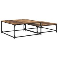 2 uds mesas bajas - mesas de centro - mesas de cafe madera envejecida madera de ingenieria