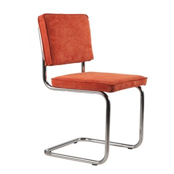 Silla de comedor de terciopelo naranja