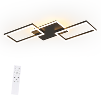 lampara de techo led nettlife para salon - lampara de techo grande negra regulable con mando a distancia 63 w lampara de cocina de metal 80 cm