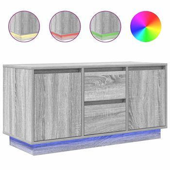 Mueble Tv | Mueble De Salón | Mesa De Tv Con Luces Led Sonoma Gris 100x41x50 Cm