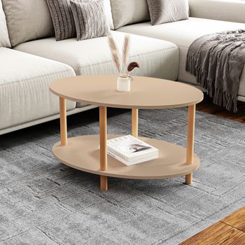 Mesa De Centro Højreby Ovalada 43x70x44 Cm - Cappucino [en.casa]
