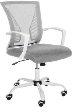Silla de oficina giratoria regulable en microfibra gris claro