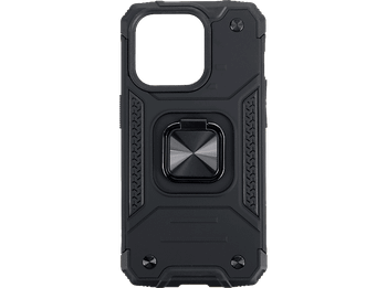 Funda móvil - ISY ISC 6101, Apple, iPhone 15 Pro, Resistente a Golpes, Soporte Plegable Integrado, Negro