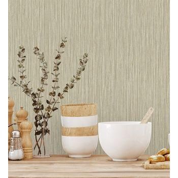 Papel Pintado Vinílico Lavable Efecto Fibra Vegetal Con Textura En Relieve - Saratov Texture 676386 De Gaulan - Rollo De 10 M X 1,06 M