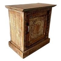 mesita de madera acabado artesanal marron 52x30x57h cm