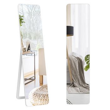 Espejo De Cuerpo Entero, Espejo De Pie Y Espejo De Pared 2 En 1 Blanco 37 Cm