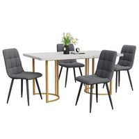 juego de comedor de 5 piezas mesa y 4 sillas de lino - mesa de cocina - madera - blanco