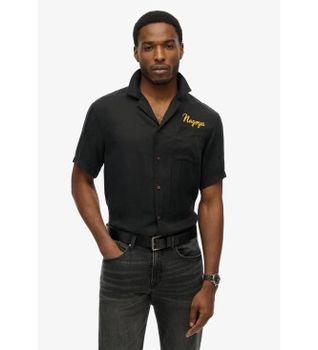 Superdry para hombre. M4010938A Camisa Merchant Suika negro (M), Casual, Algodón, Manga corta