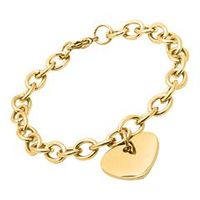 pulsera de acero inoxidable chapado en oro amarillo con corazon