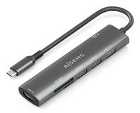 aisens usb c dock 7 en 1 usb c a 1x hdmi 2x usb a usb2 0 1x usb a usb3 0 1x usb c pd 100w 1x sd 1x microsd gris 15cm