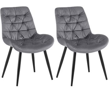 Lote de 2 sillas de comedor rossford terciopelo gris 63x56x85 cm