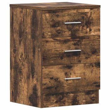 Mesita De Noche | Mesa Auxiliar | Mesilla Madera Contrachapada Roble Ahumado 38x35x56 Cm