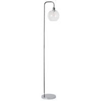 lampara de pie de estilo moderno sala de estar base de metal pantalla de vidrio plateado okavango