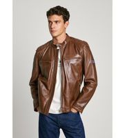 pepe jeans para hombre pm403106 cazadora biker de piel malvar marron m casual
