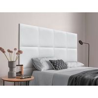 dhome cabecero tapizado para camas de 200 de polipiel premium compuesto de paneles autoadhesivos intercambiables lujo dormitorio acolchado blanco