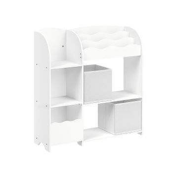 Estantería de Juguetes Librería Infantil Armario para Dormitorio con Cajas, Blanco Nube