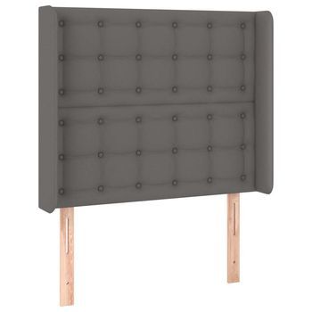Cabecero Con Orejas Cuero Sintético Gris 93x16x118/128cm Vidaxl