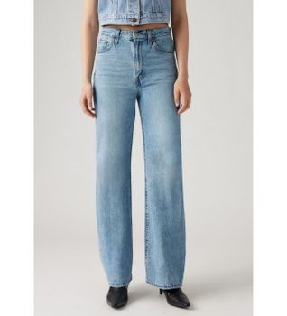 Levi's para mujer. A6081-0002 Jeans Ribcage Wide Leg azul (29/30), Casual, Algodón, Denim