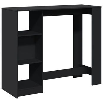 Mesa Bar Con Estante Madera Ingeniería Negra 124x46x103,5 Cm Vidaxl