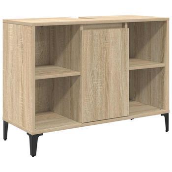 Mueble De Lavabo Con Estante Roble Sonoma 80 X 33 X 60 Cm Vidaxl