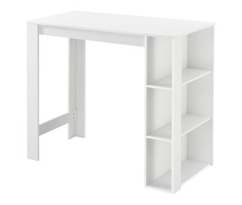 Mesa de bar danderyd con 3 estantes aglomerado 120x60x106 cm blanco [en.casa]