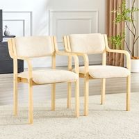 set de 2 sillas - mueble de comedor - madera y borreguito - blanco 53x455x77cm