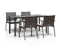 juego comedor jardin 5 piezas y cojines ratan sintetico y acero longitud mesa 160 cm