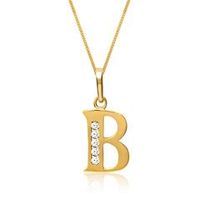 8 quilates cadena de oro letra b con circonita