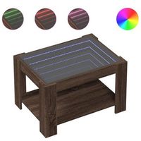 mesa de centro y led madera ingenieria marron roble 73x53x45 cm vidaxl