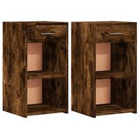 pack 2 uds mesitas de noche  mesilla de noche madera ingenieria roble ahumado 35x34x65 cm