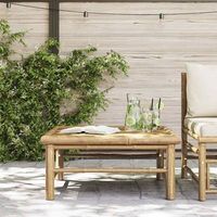 mesa de jardin  mesa de exterior de bambu 65x65x30 cm