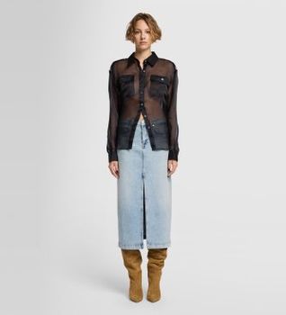 7 For All Mankind para mujer. JSTIC650SHF00 Falda Amber Sahara azul (25), Casual, Algodón, Denim