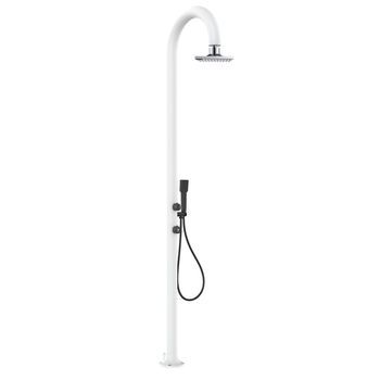Ducha Blanca Aluminio Con Led Ducha De Mano Sensor Y Doble Entrada Agua