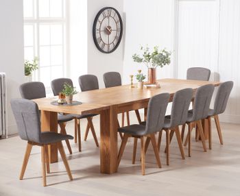 Madrid 240cm Extending Oak Table With Tivoli Faux Leather Chairs - Grey, 8 Chairs
