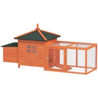 pawhut gallinero de madera exterior jaula para gallinas con nidos corral bandeja extraible tapa abatible 196x76x97 cm naranja