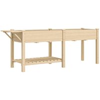 outsunny jardinera elevada cuadrada huerto de jardin elevado 2 compartimentos estante plegable estanteria inferior 207 x 59 x 78 cm madera natural