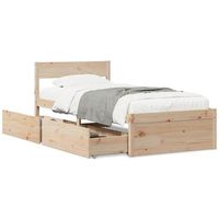 cama individual  cama para adultos  estructura de cama con cajones madera maciza pino 75x190 cm