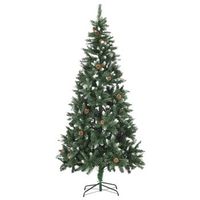 arbol de navidad  decoraciones de navidad artificial con pinas y brillo blanco 210 cm