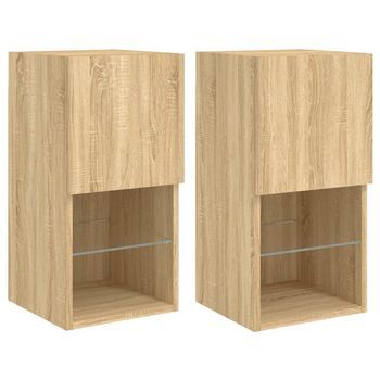 Muebles De Tv Con Luces Led 2 Uds Roble Sonoma 30,5x30x60 Cm Vidaxl