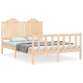 Cama Matrimonial | Cama Doble | Estructura De Cama Sin Colchón Madera Maciza De Pino 140x190 Cm Cfw18562