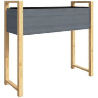 outsunny huerto elevado madera maciza cama de cultivo macetero para plantas trepadoras y flores 98x37x90 cm grismadera natural