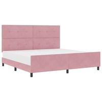 cama matrimonial  cama para adulto  cama tipo box spring con cabecera rosa 200 x 200 cm terciopelo
