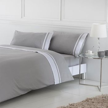 Funda Nórdica Lugo Saten Algodon Egipcio 400 Hilos Gris 220x220 Cama 135