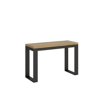 Mesa tipo libro 120/200x45/90 cm efecto madera nogal, hierro